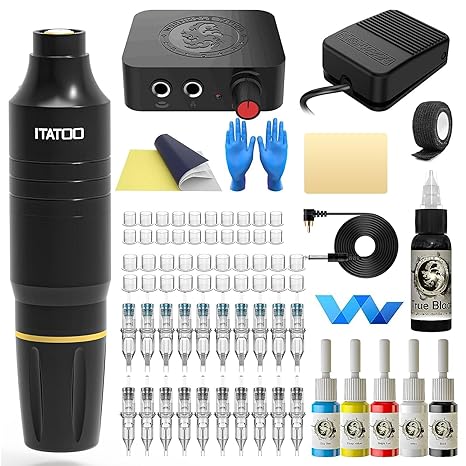 ITATOO Tattoo Gun for Beginners with Tattoo Inks Power Supply Tattoo Pen Kit