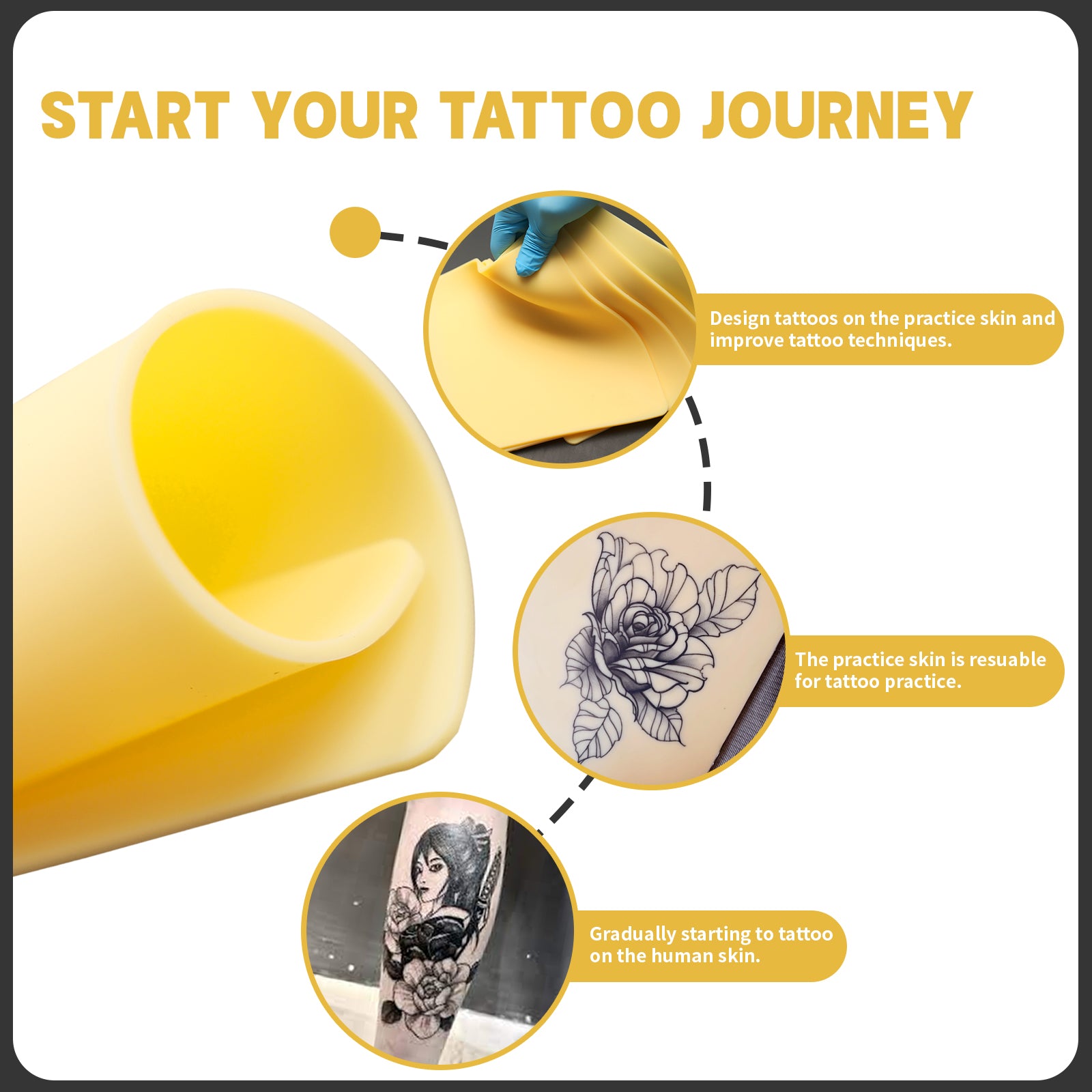 6pcs Thick Tattoo Practice Skin with 2 Tattoo Templates