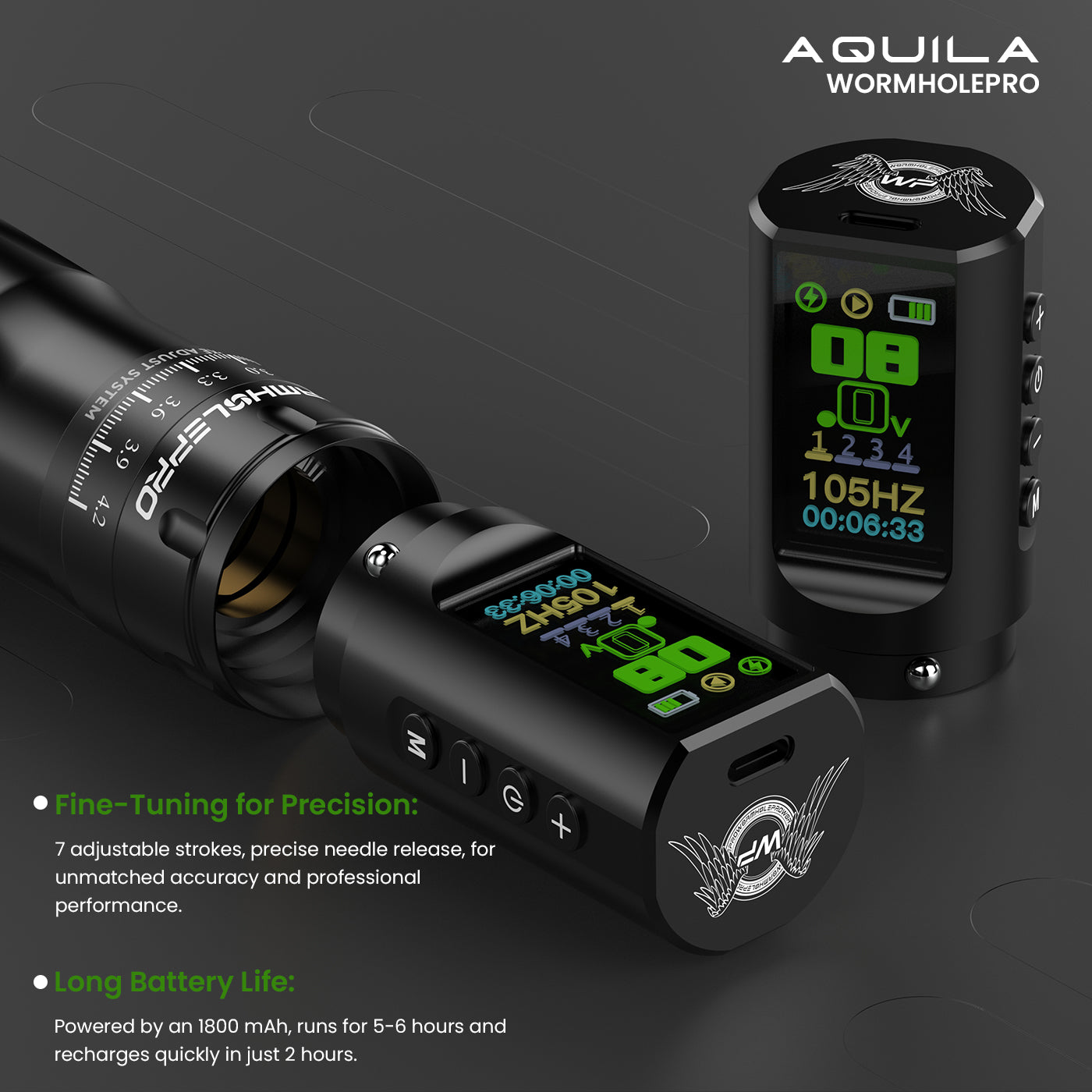 7 Stroke Multi-functional Wireless Precision Tattoo Pen Machine | WormholePRO Aquila