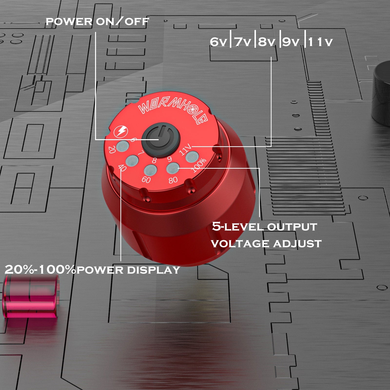 Wormhole Wireless Tattoo Power Supply for Tattoo Machine WA01